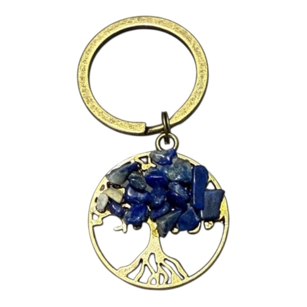 PRICE IS FIRM - Handmade Lapis Lazuli Bronze Gold Tree of Life Keychain/Bag Tag